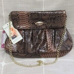 Vecceli Italy bag, Croc embossed Ronella Lucci Vecceli bag, chain strap NWT